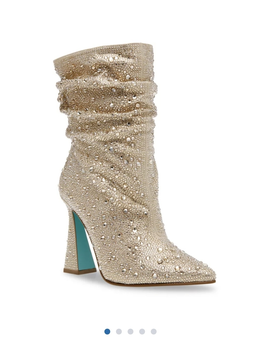 Sparkling Gold Rhinestone Betsey Johnson Mac Pointed Toe Booties